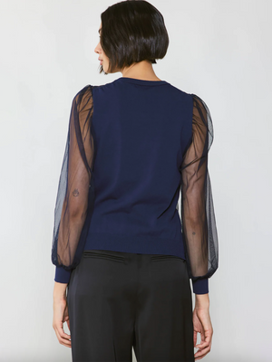 Current Air Sheer Crosshatch Lined Top - Shirts & Tops