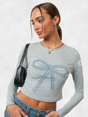 Pretty Garbage Bow Ribbed Knit Top