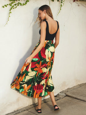 Dress Forum Tropical Pleated Midi Skirt - Skirts