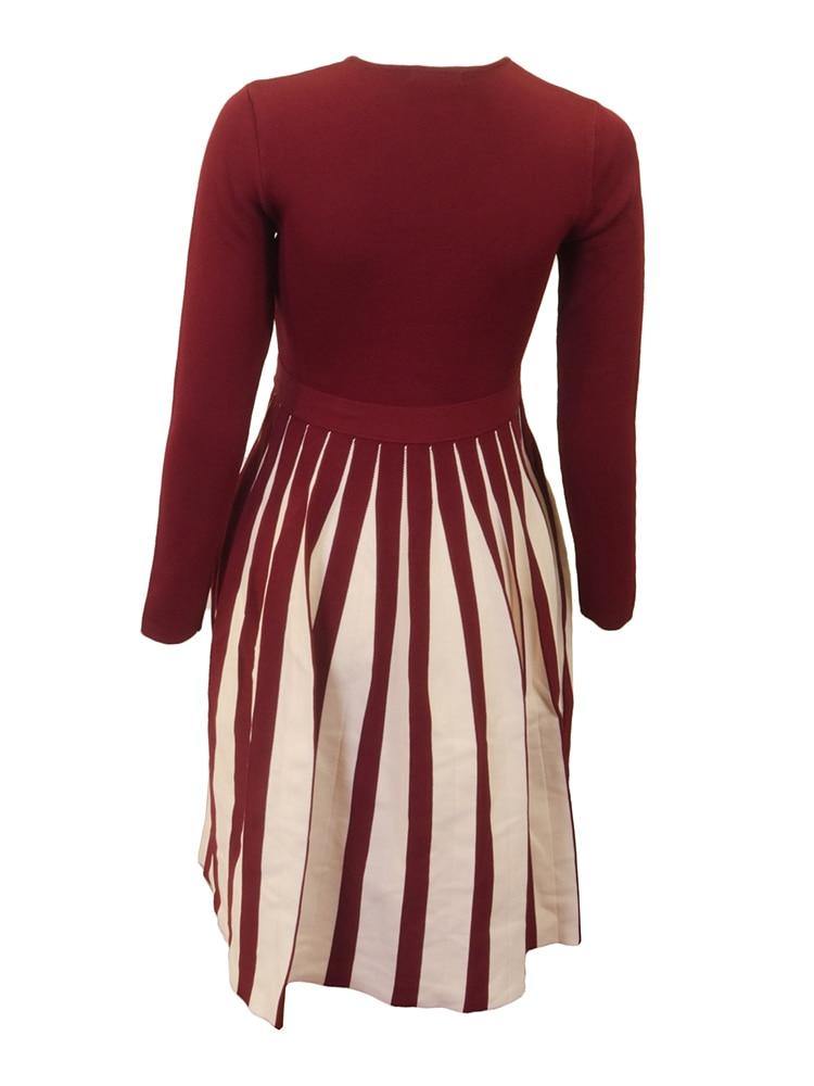 Slice Knit Pleated Contrast Dress vendor-unknown