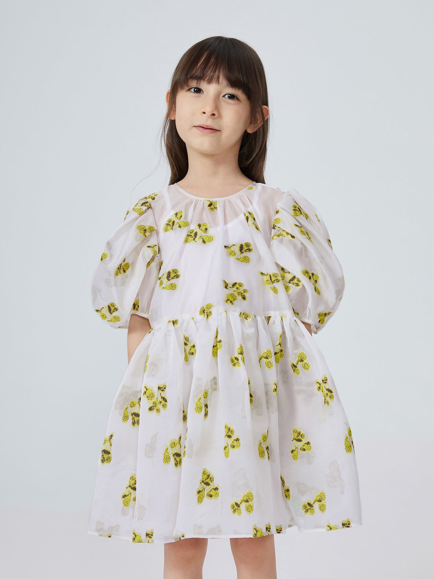 JNBY Girl's Floral Embroidered Overlay Dress - Dresses