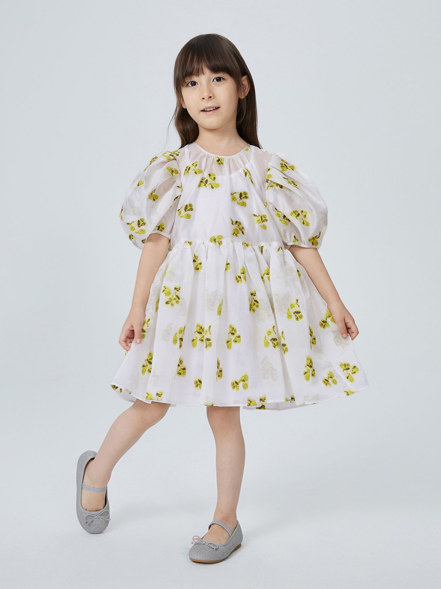 JNBY Girl's Floral Embroidered Overlay Dress - Dresses