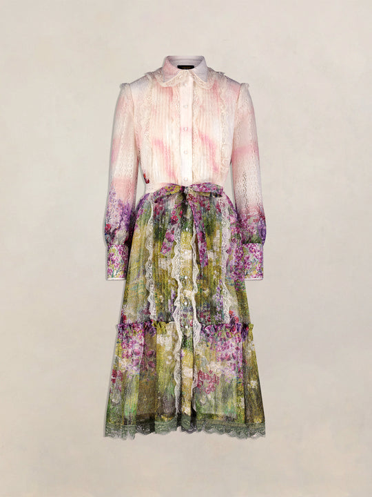 Lyrical Flare Lace Floral Button Down Dress