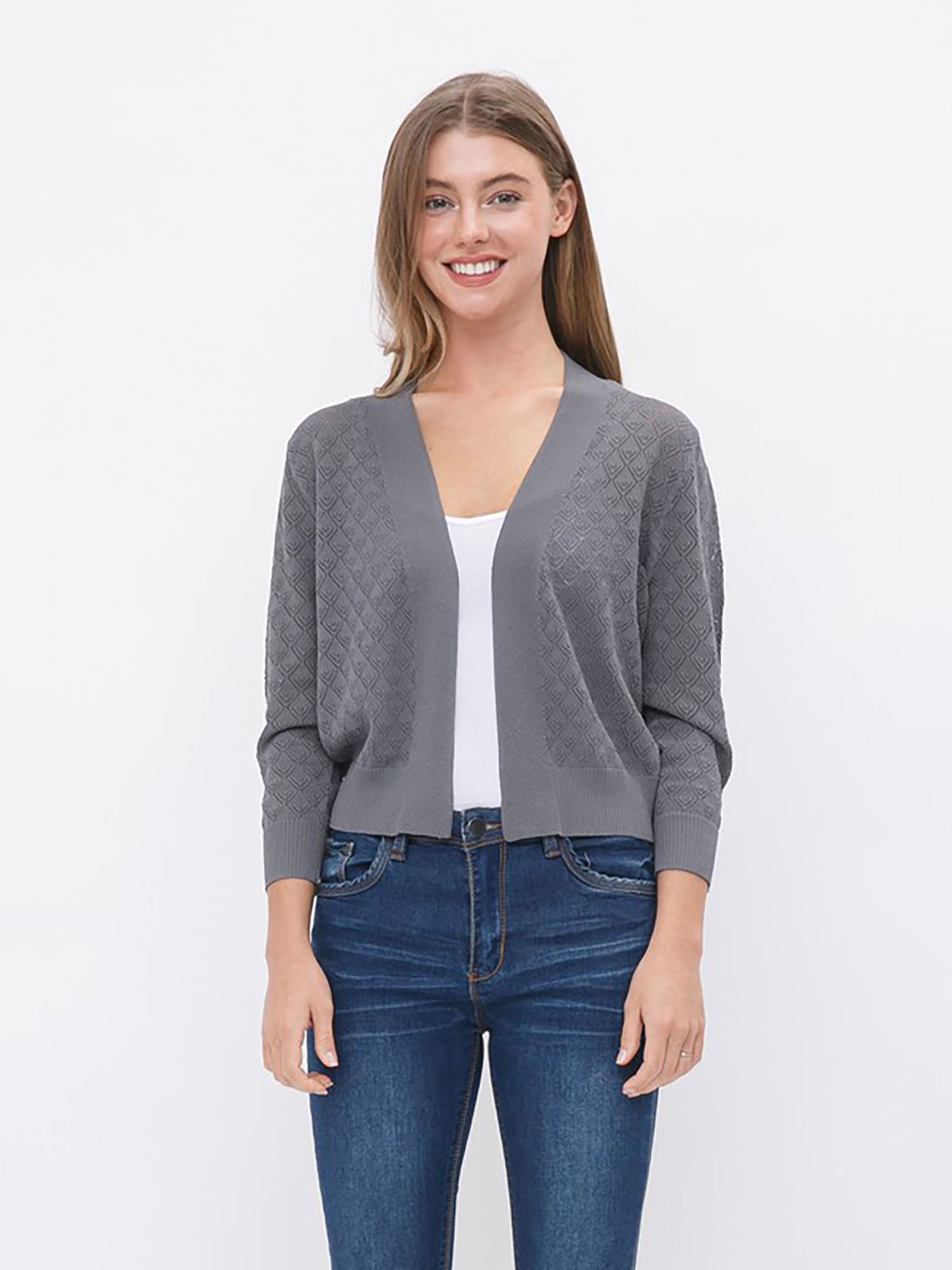 Cielo Open Bolero Pointelle Cardigan - Tops