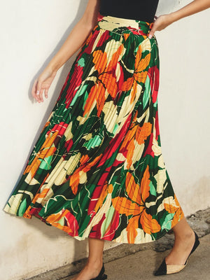 Dress Forum Tropical Pleated Midi Skirt - Skirts