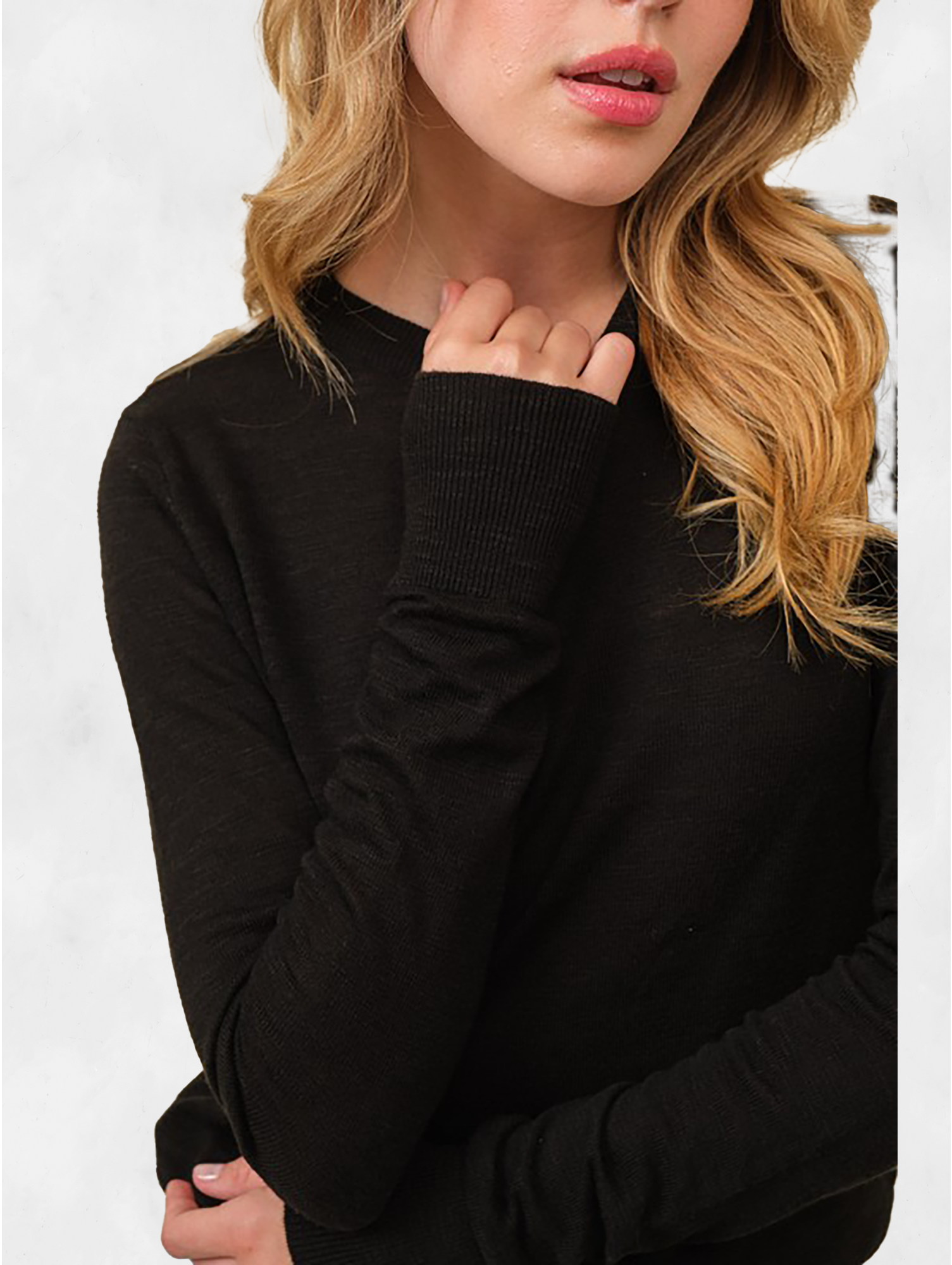 Hersy Long Sleeve Knit Crew Neck Sweater