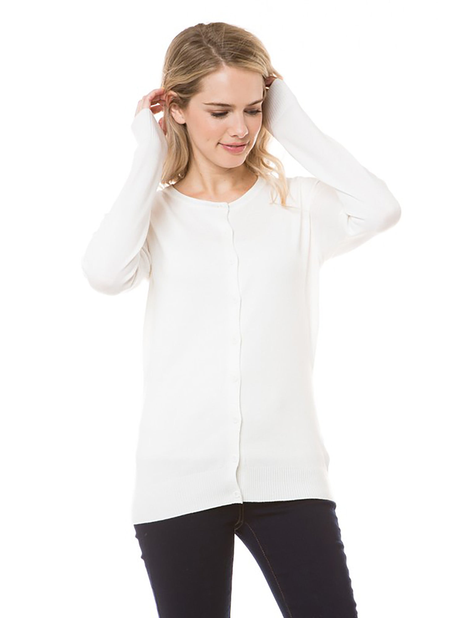 Cielo Round Neck Button Cardigan - Tops