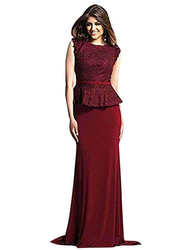 Dave and Johnny Refined Lace Peplum Evening Dress -   Designers
