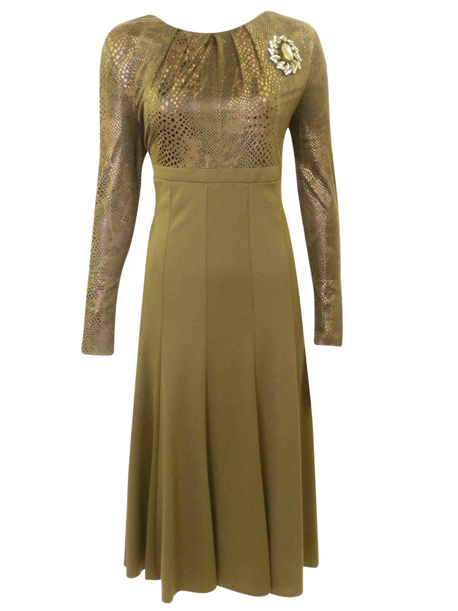Dorinda Clark-Cole Olive Brooch Dress -   Dresses