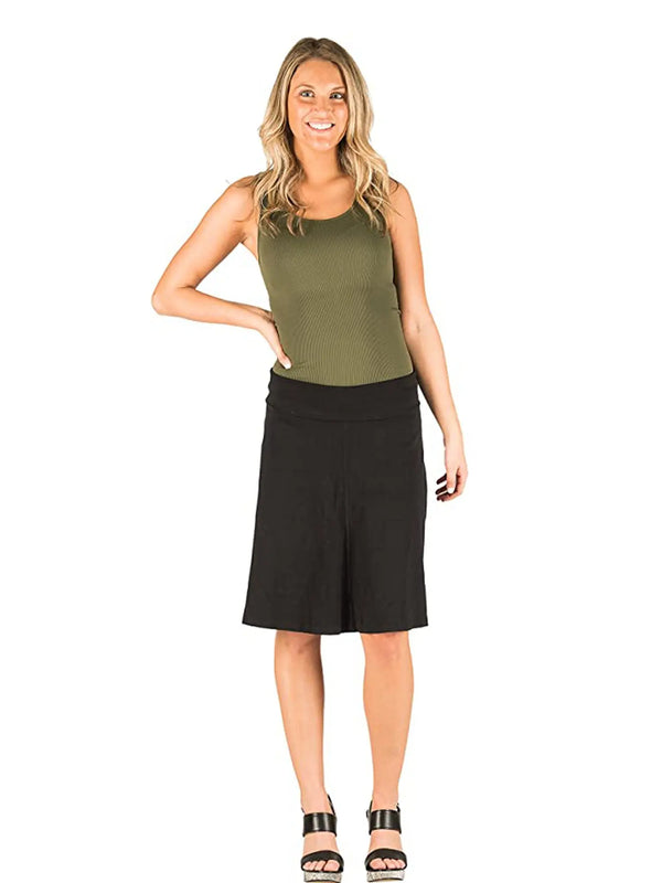 Hard Tail Forever Knee Length A-Line Rolldown Waist Skirt (Style B-126) Hard Tail