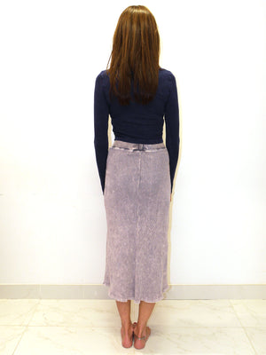 Hashtag Ribbed Mineral Dyed Midi Skirt - Skirts