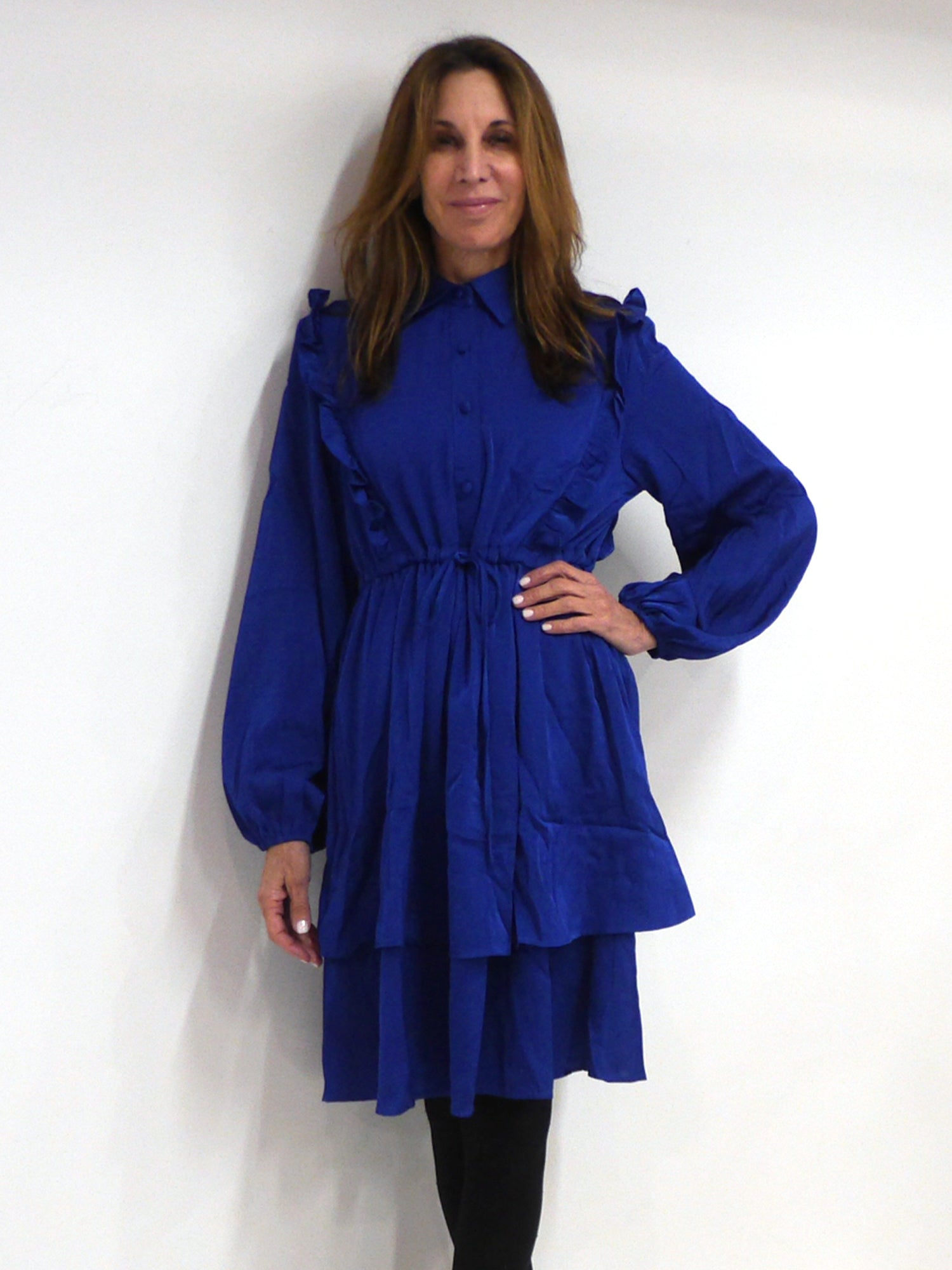 Unigirl Paris Ruffled Front Royal Blue Dress - Dresses