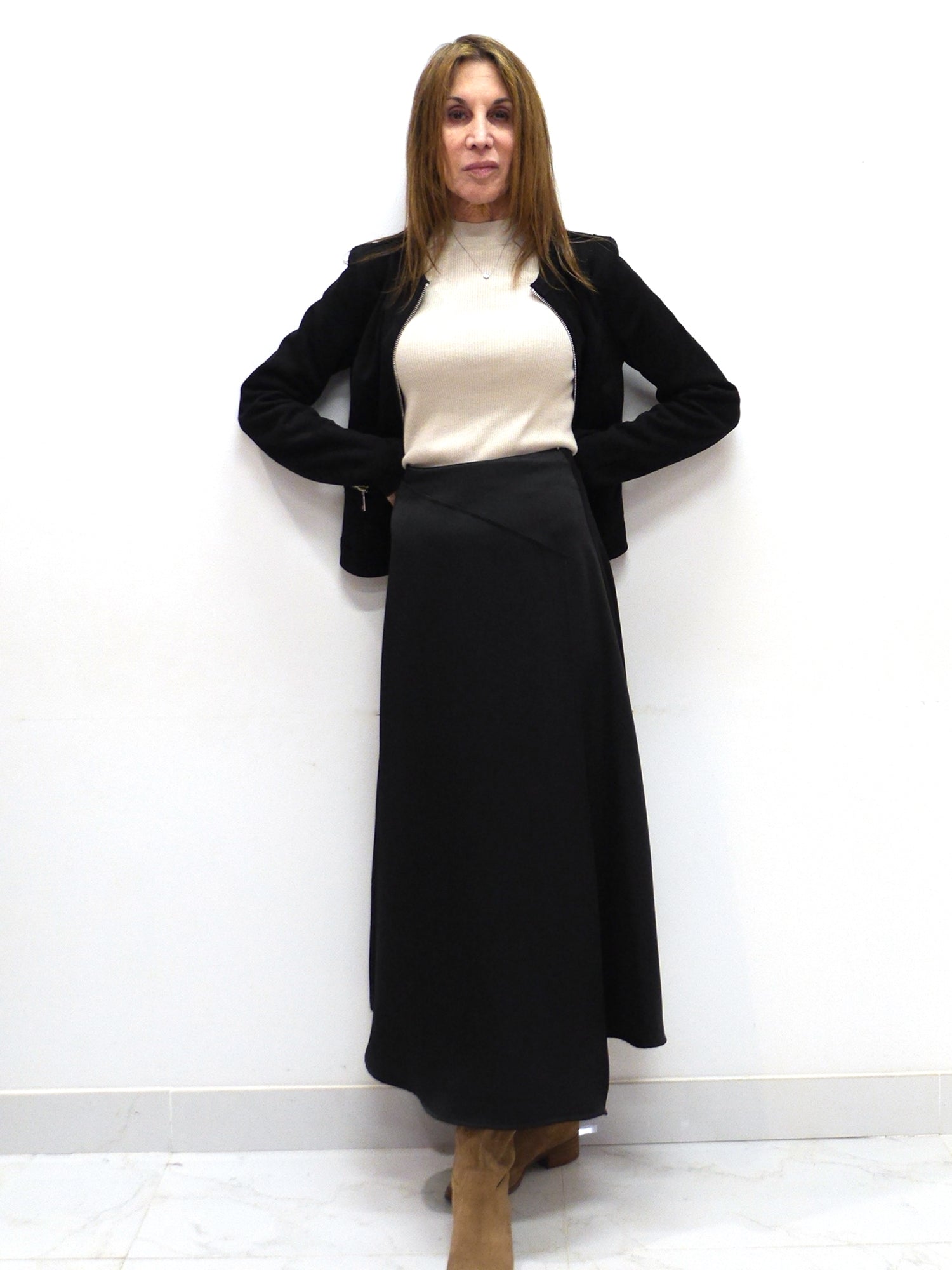 Mossaic Satin Shift Midi Skirt Mossaic