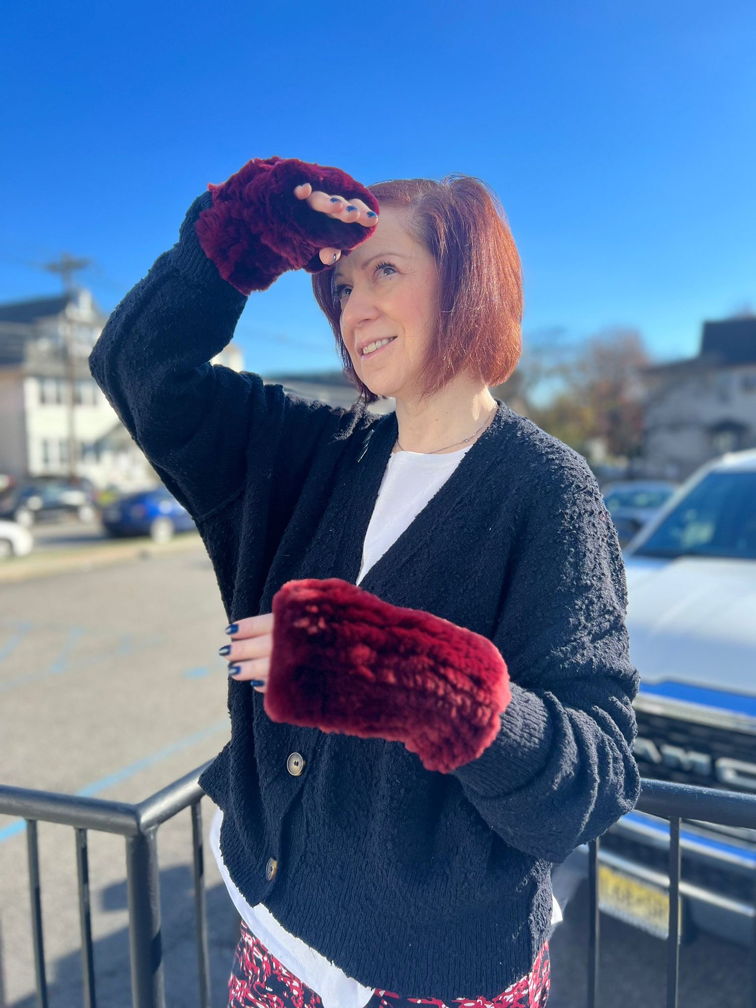 Rabbit Fur Fingerless Gloves - Jewelry