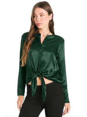 Hardtail Satin Tie Front Blouse (Style SAT-41) Hard Tail