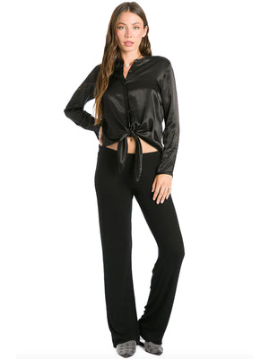 Hardtail Satin Tie Front Blouse (Style SAT-41) Hard Tail