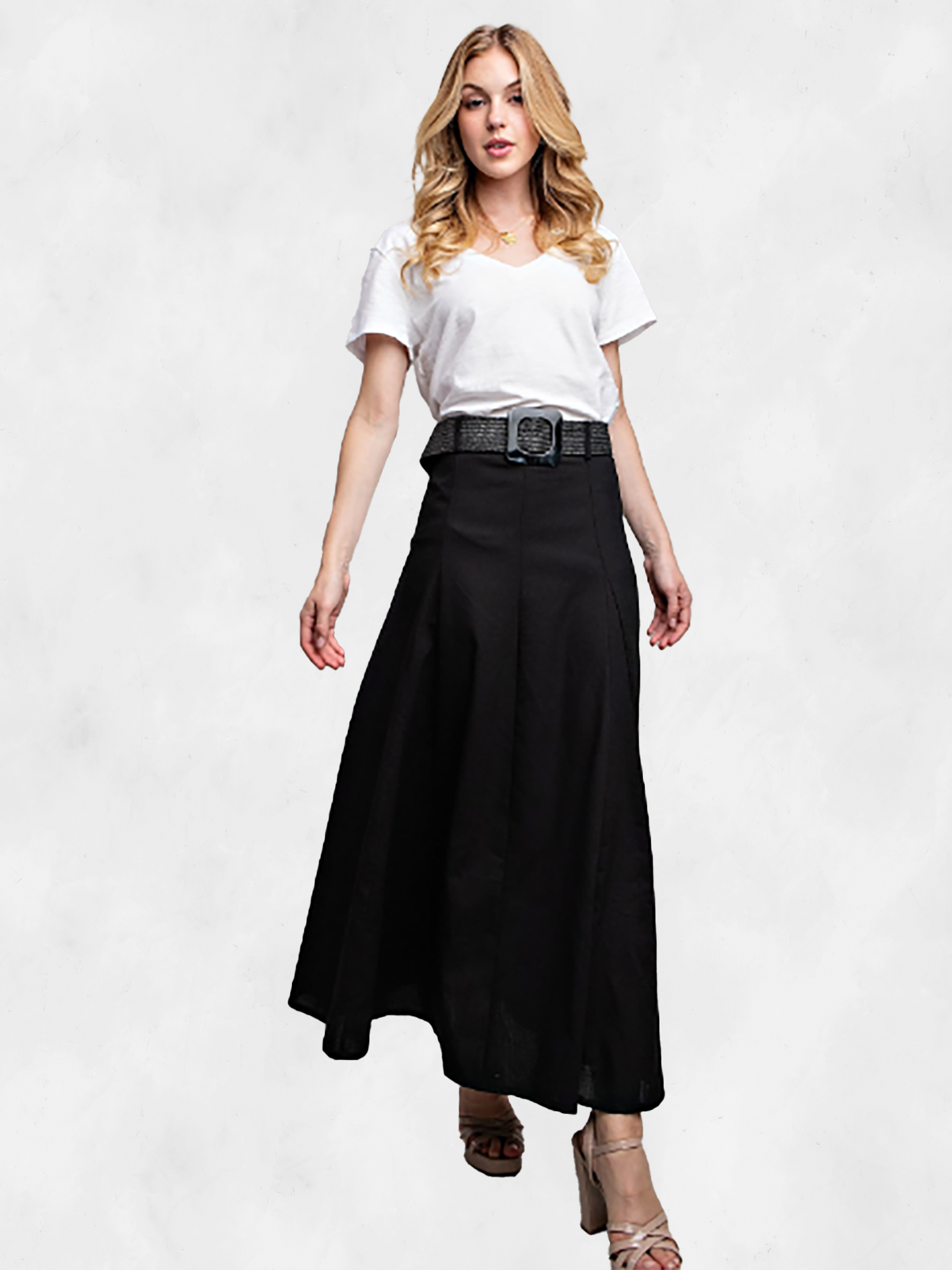 Sweet Generis Linen Maxi Flare Skirt
