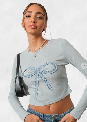 Pretty Garbage Bow Ribbed Knit Top