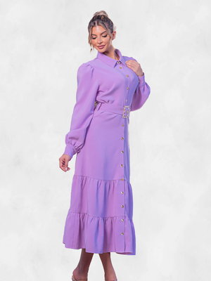 A.Peach Tired Long Sleeve Midi Dress