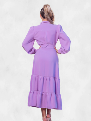 A.Peach Tired Long Sleeve Midi Dress