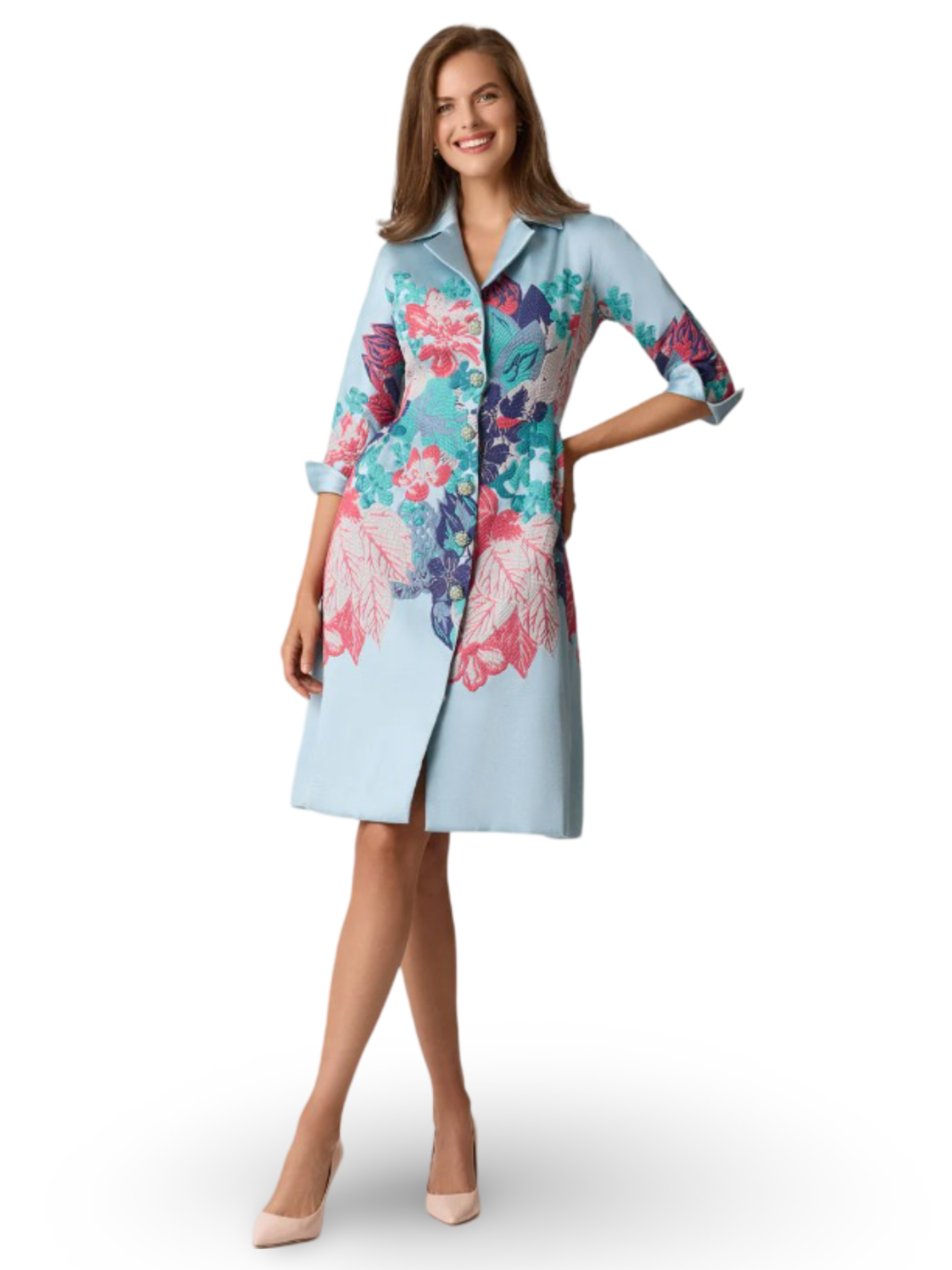 Teri Jon Floral Tailored Coatdress