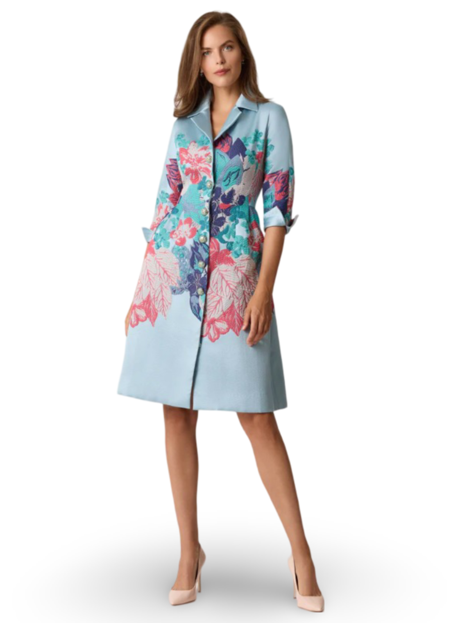 Teri Jon Floral Tailored Coatdress