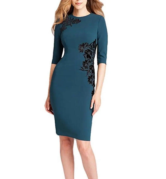 Teri Jon Floral Applique Sheath Dress 7309 Teri Jon