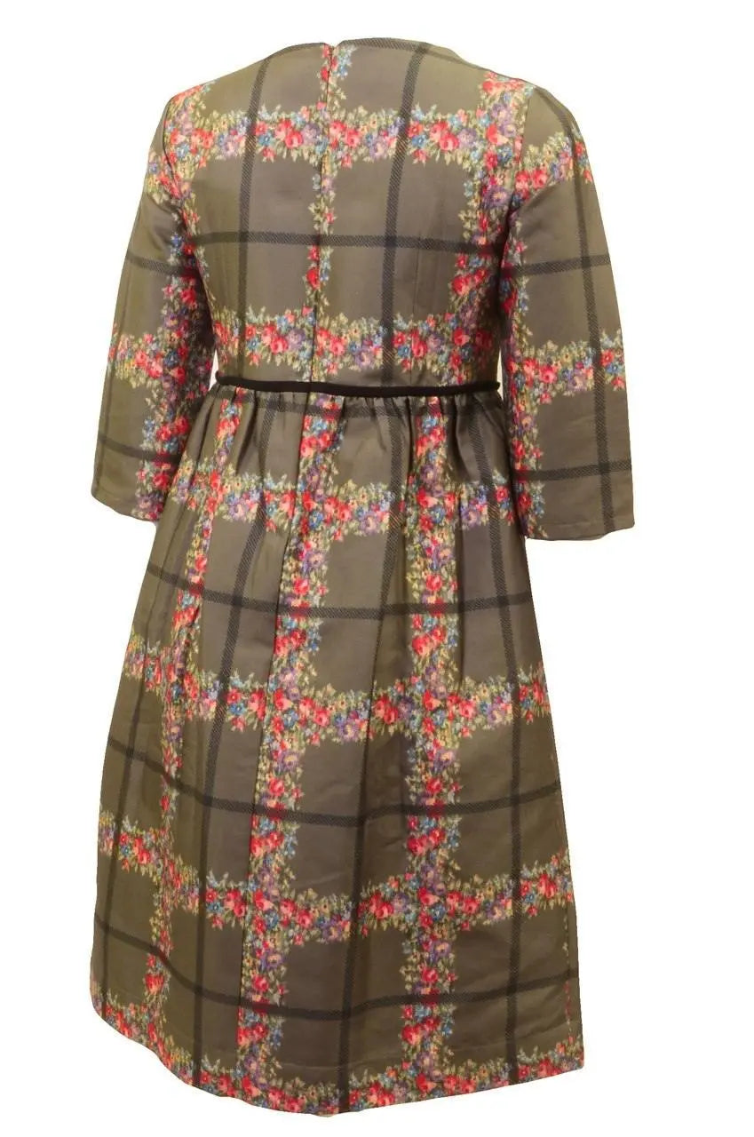 Too La Roo Plaid Floral Dress -   Dresses