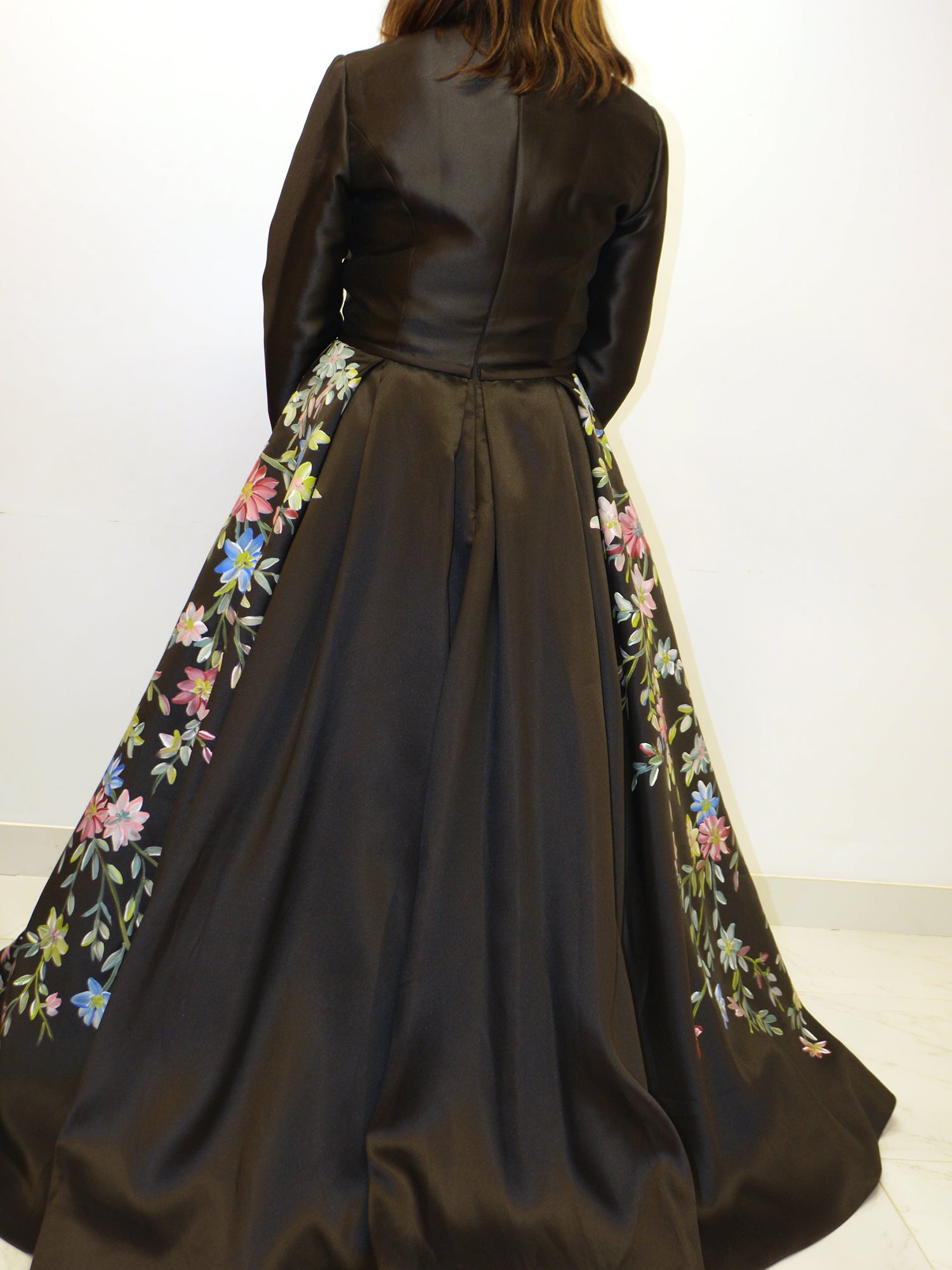 Pink Orchid Floral Water-Paint Gown - Gown