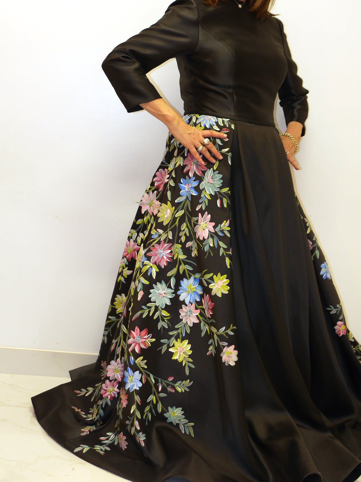 Pink Orchid Floral Water-Paint Gown - Gown