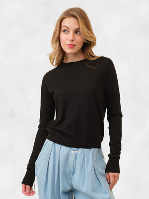 Hersy Long Sleeve Knit Crew Neck Sweater