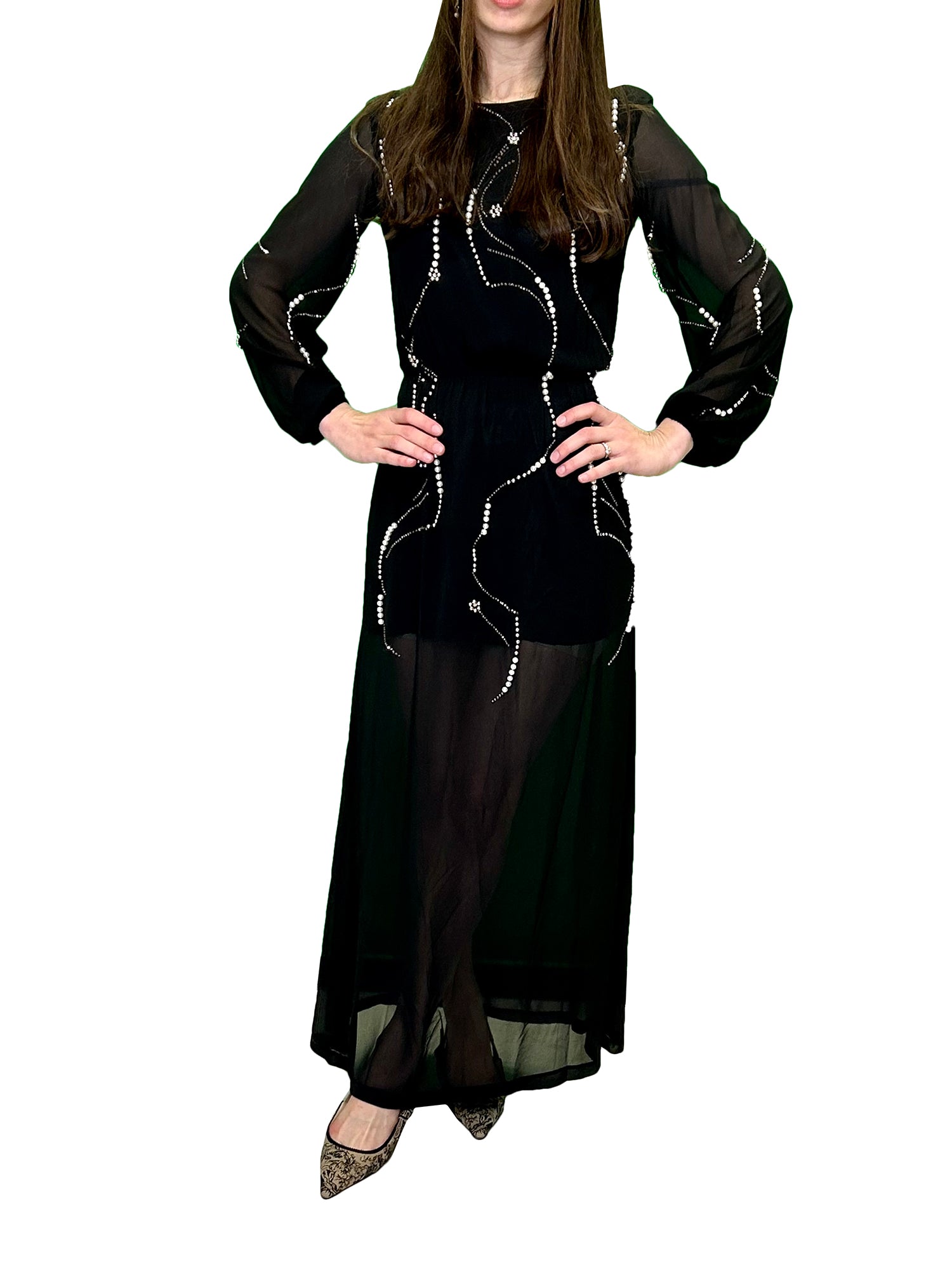 Bianco Nero Kiro Chiffon Studded Dress - Dresses