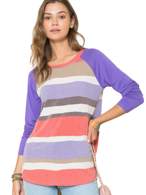Celeste Striped Raglan