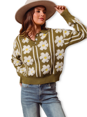 So Me Floral Stripe Polo