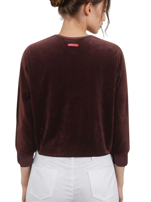 Hard Tail Velour Slouchy Drawstring Pullover Top (Style V-217)