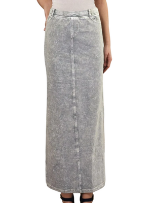 Hard Tail Long Denim Closed Slit Skirt (Style WJ-114)