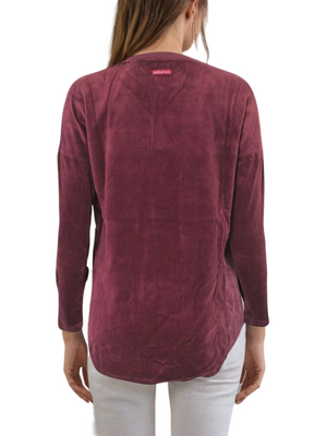 Hard Tail Velour Slouchy Pullover Top (V-184)