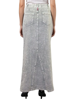 Hard Tail Long Denim Closed Slit Skirt (Style WJ-114)