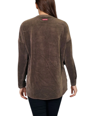 Hard Tail Velour Slouchy Pullover Top (V-184)