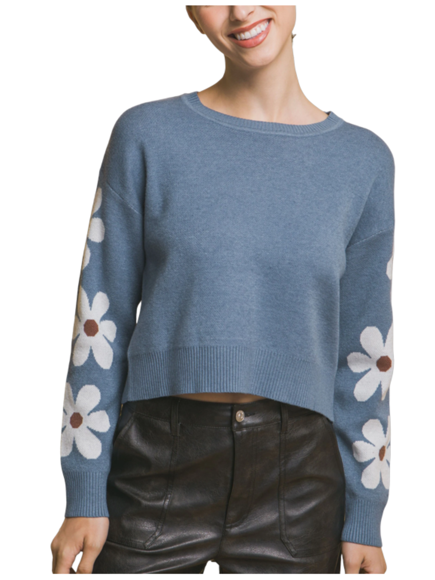 Love Tree Daisy Print Sweater Top