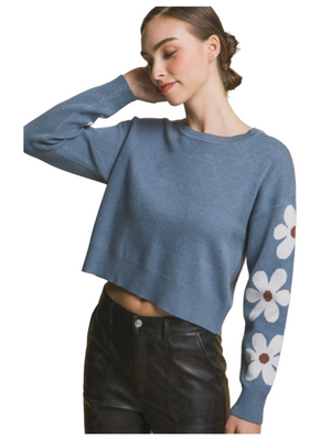 Love Tree Daisy Print Sweater Top