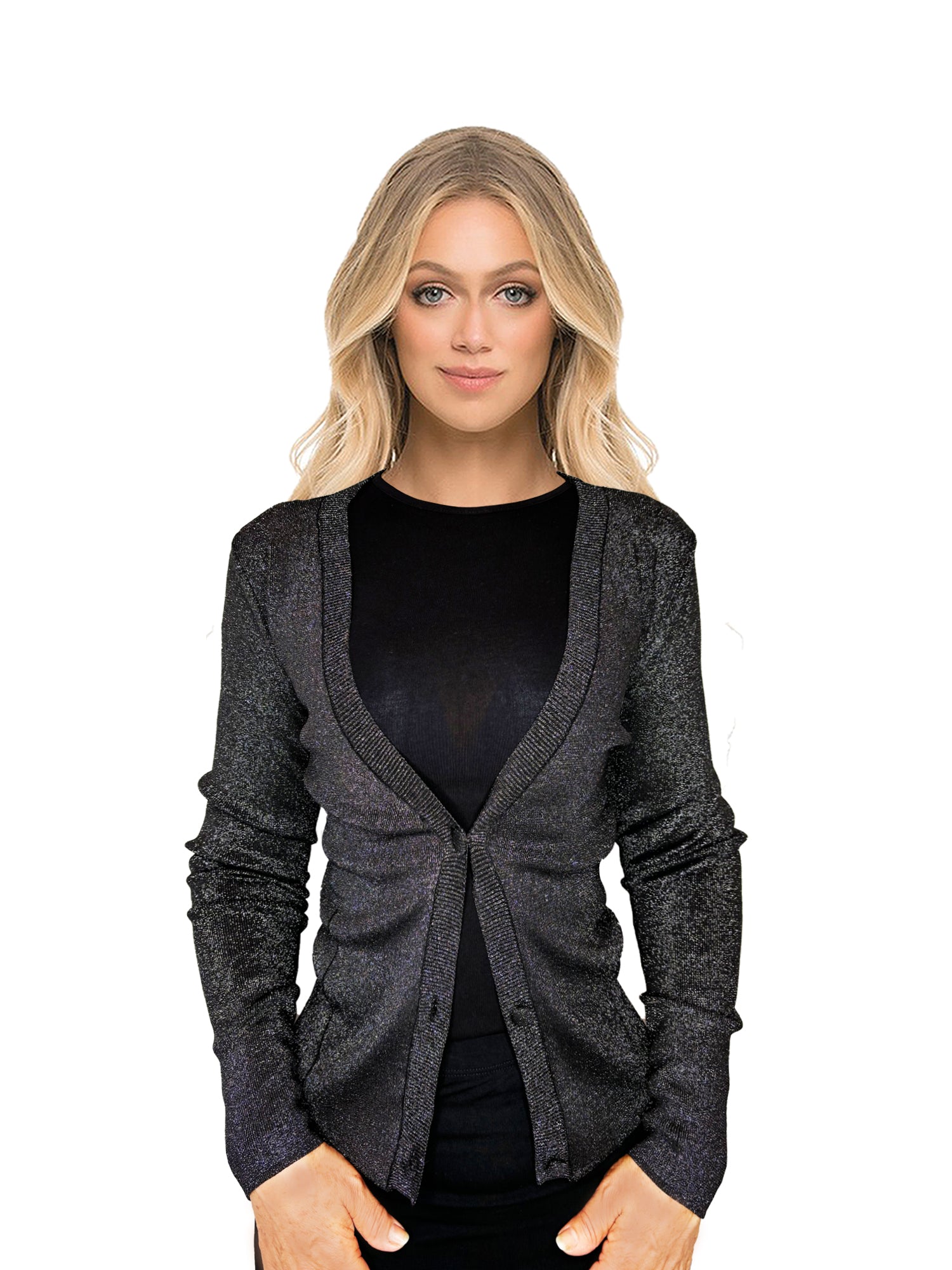 So Sweet Metallic Button Cardigan