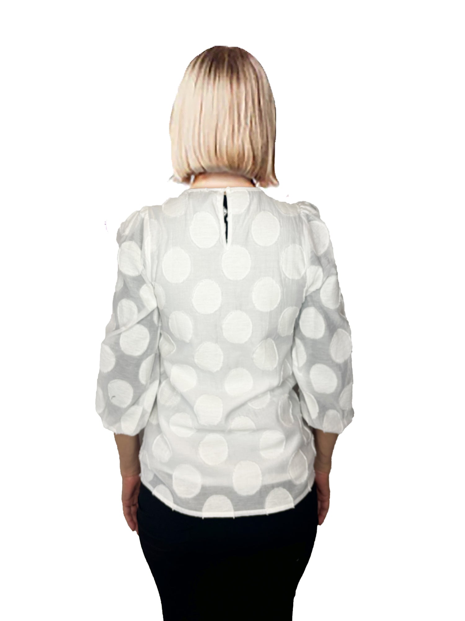 Carre Noir Dotted White Top