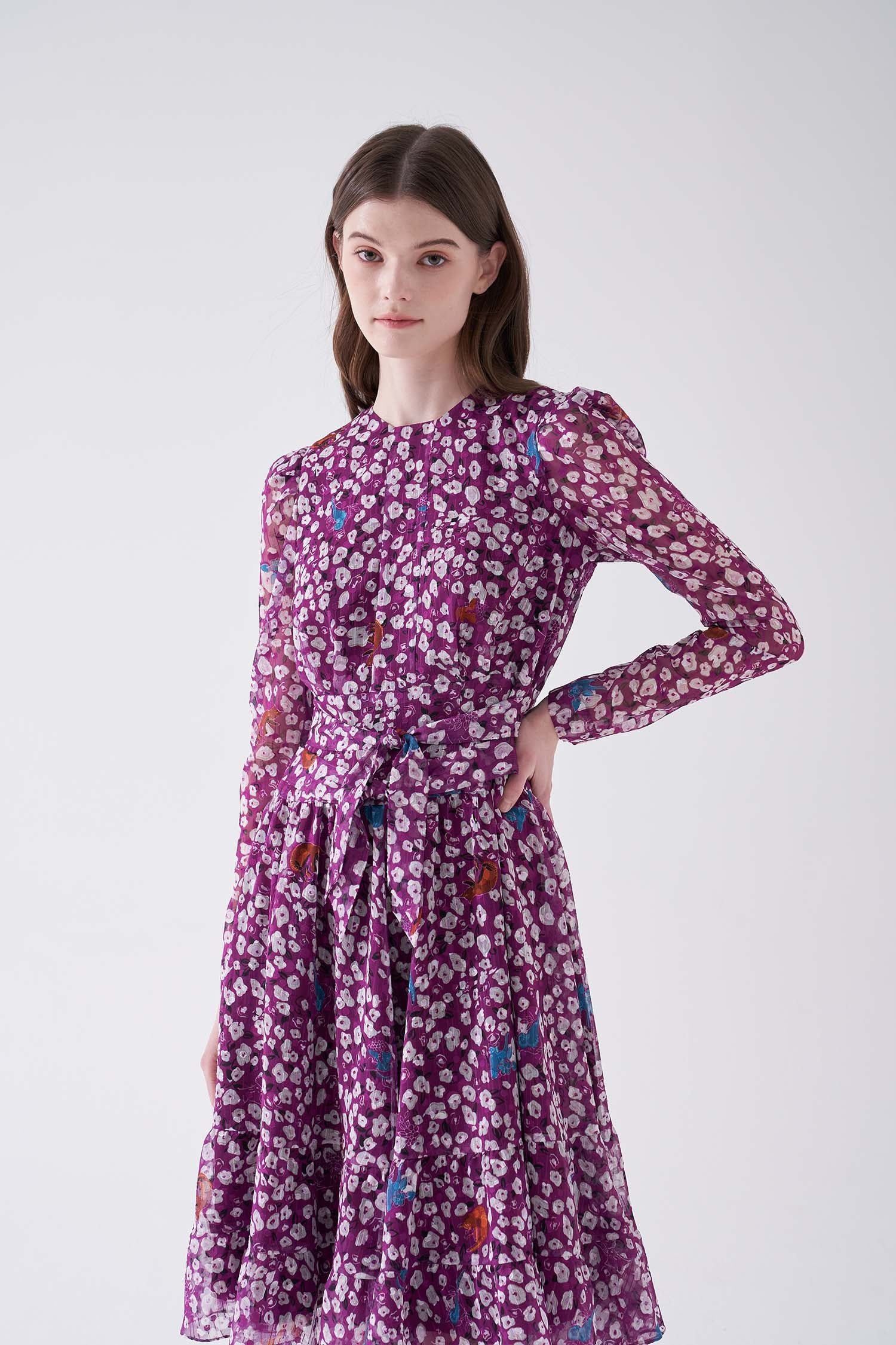 Nora Noh Magenta Floral Dress - Dresses
