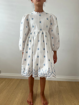 Petite Amalie Embroidered Rose Linen Dress - Dresses