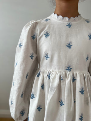 Petite Amalie Embroidered Rose Linen Dress - Dresses