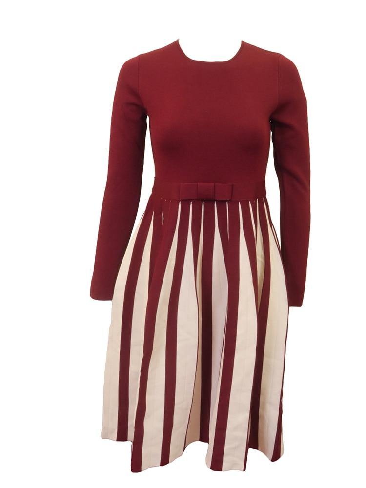 Slice Knit Pleated Contrast Dress vendor-unknown