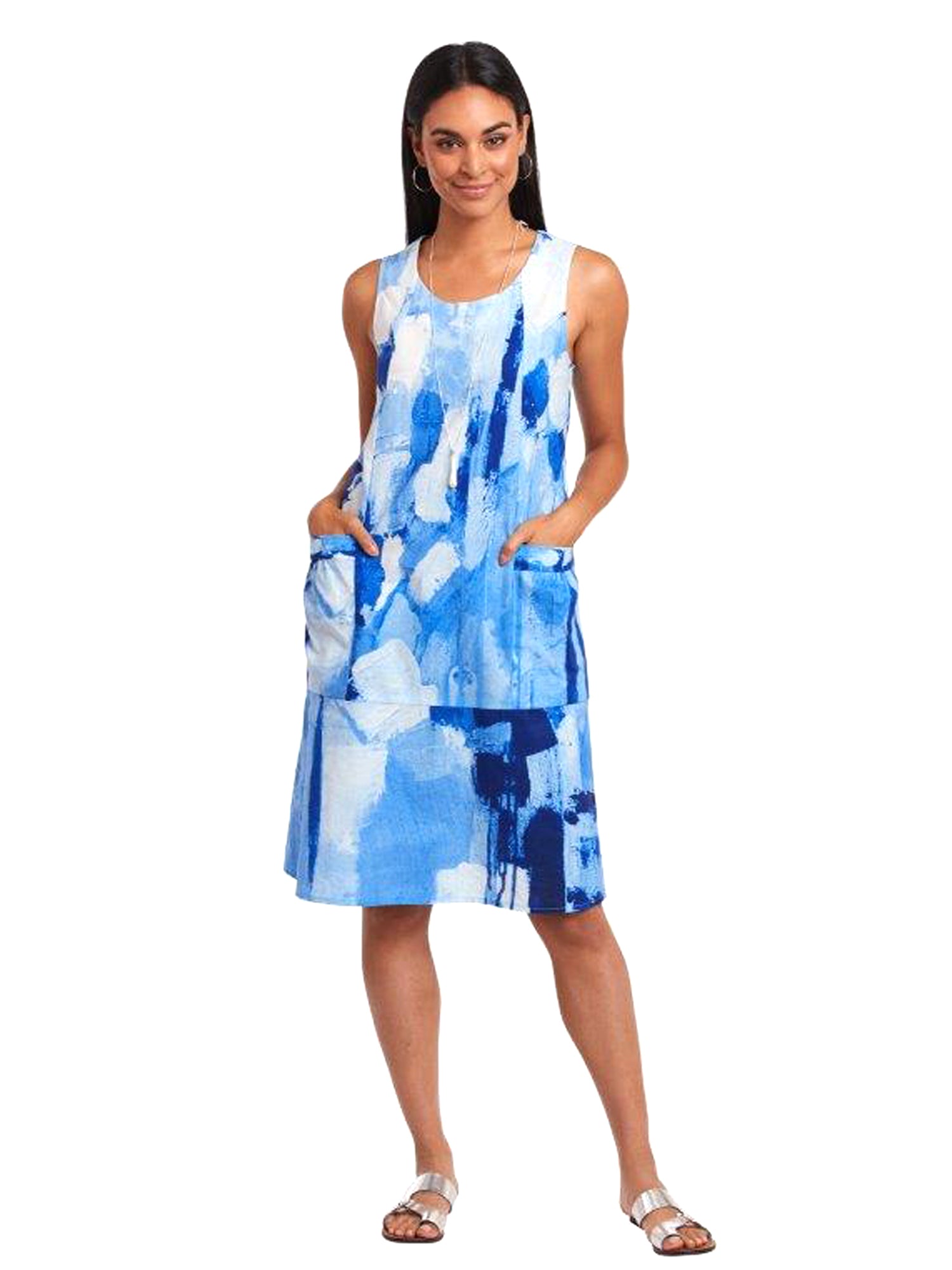 Claire Desjardins Blues Sleeveless Pockets Dress Claire Desjardins