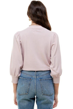 On Twelfth Puff Sleeve Mock Neck Sweater - PinkOrchidFashion