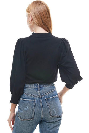 On Twelfth Puff Sleeve Mock Neck Sweater - PinkOrchidFashion